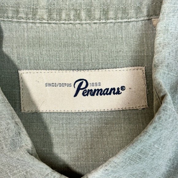Vintage Penmans Men's L Polo Dress Shirt Light Green Button Up Short Sleeve - Picture 2 of 12